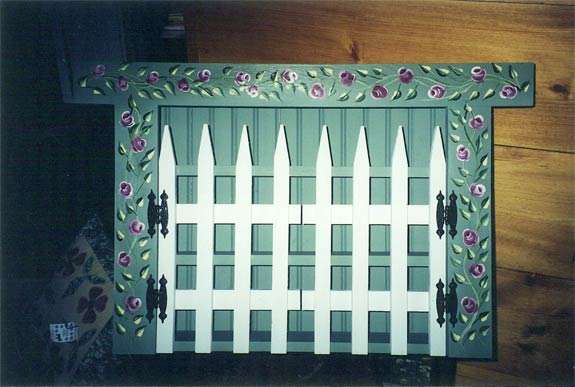 Picket fence cupboard 3 shelves, $125.00