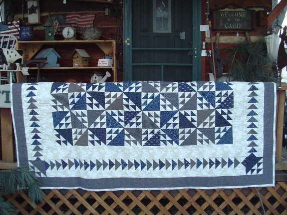 Birds Fly South, 86x86, Quilted, Navy 